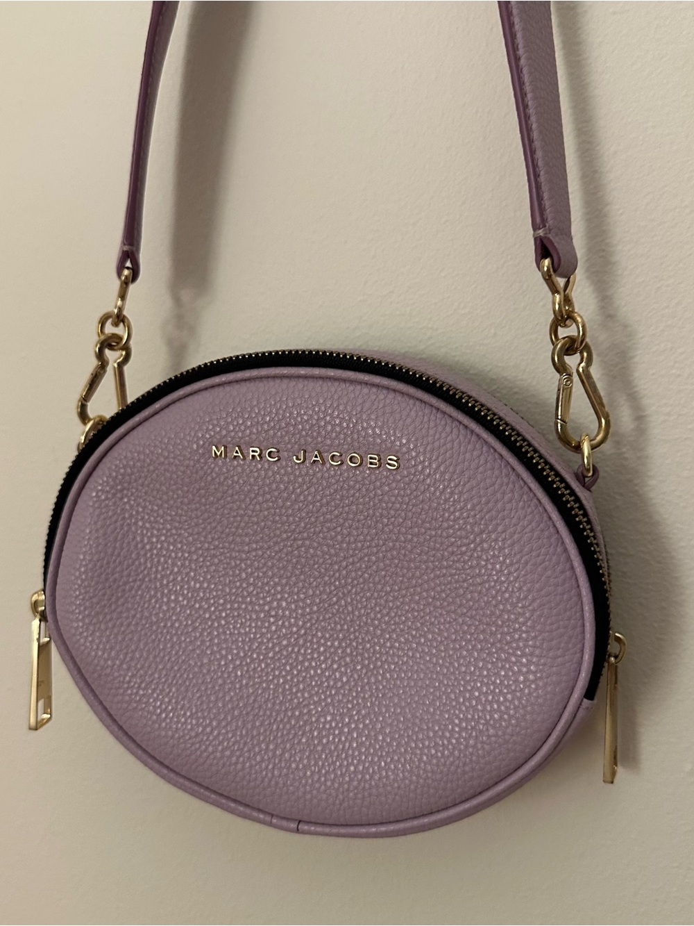 Marc Jacobs Lavender Pebbled Leather Oval Crossbody with Gold Hardware